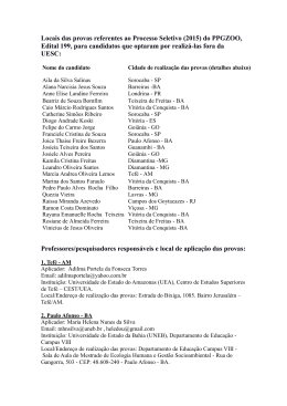 Locais das provas referentes ao Processo Seletivo (2015) do