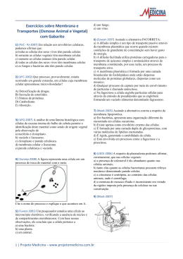 Exerc&iacute;cios sobre Membrana e Transportes