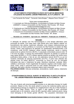 levantamento etnofarmacol&oacute;gico de plantas medicinais utilizadas