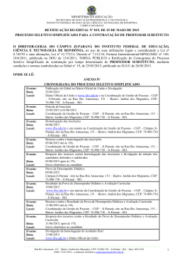 retificação do edital nº 019, de 25 de maio de 2015 processo