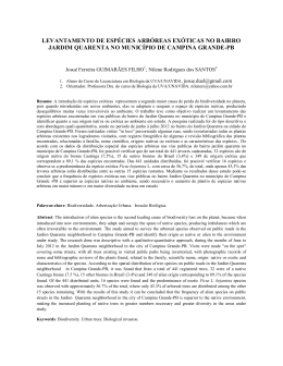 levantamento de esp&eacute;cies arb&oacute;reas ex&oacute;ticas no bairro jardim