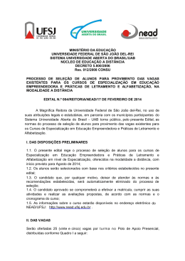 Edital - Especializa&ccedil;&atilde;o NEAD/UFSJ