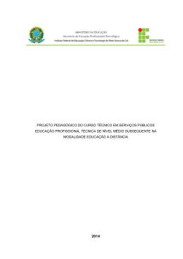 PROJETO PEDAG&Oacute;GICO DO CURSO T&Eacute;CNICO EM