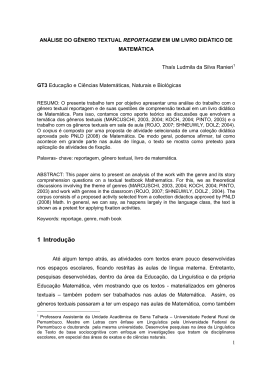 an&aacute;lise do g&ecirc;nero textual reportagem em um livro did&aacute;tico de