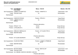 Plano de Lubrifica&ccedil;&atilde;o Ipiranga Relat&oacute;rio de Equipamentos 20/02