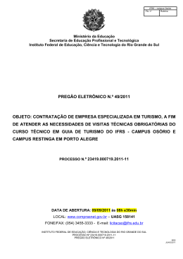 Pregão Eletrônico 492011 - Contratação de serviços de