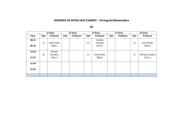 HORÁRIO DE APOIO AOS EXAMES – Português/Matemática 6A