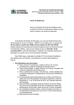 Edital dos Exames Supletivos 2013