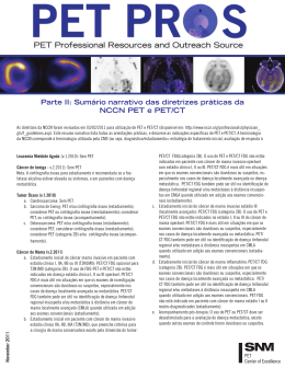 Parte II: Sumário narrativo das diretrizes práticas da NCCN PET e