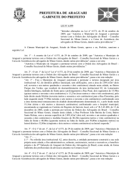 PROJETO DE LEI N&ordm; - Prefeitura Municipal de Araguari