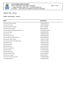 ufba campus salvador - Vagas Residuais- UFBA