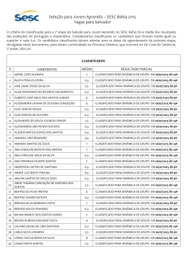 Sele&ccedil;&atilde;o para Jovem Aprendiz &ndash; SESC Bahia 2015 Vagas para