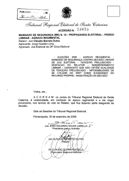 Ac&oacute;rd&atilde;o n. 23.025 - Tribunal Regional Eleitoral de Santa Catarina