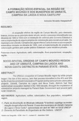 A FORMA&Ccedil;&Atilde;O s&oacute;clo-EsPAclAl. DA REGI&Atilde;O DE