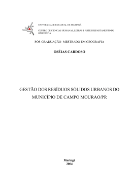 gestão dos resíduos sólidos urbanos do município de