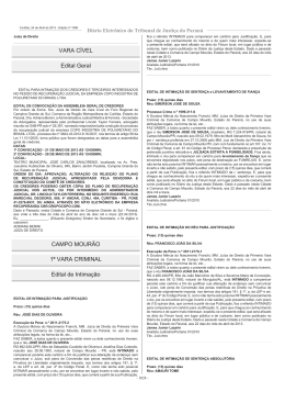 VARA C&Iacute;VEL Edital Geral CAMPO MOUR&Atilde;O 1&ordf; VARA CRIMINAL