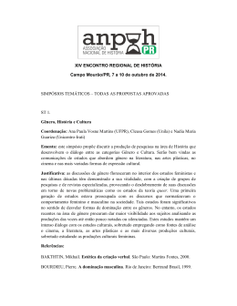 XIV ENCONTRO REGIONAL DE HISTÓRIA Campo Mourão/PR, 7 a