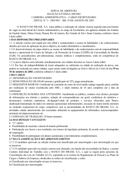 Edital - CESPE / UnB - Universidade de Bras&iacute;lia