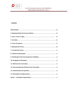 FACULDADE BAIANA DE DIREITO PROCESSO SELETIVO