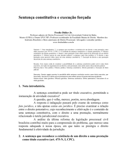 Senten&ccedil;a constitutiva e execu&ccedil;&atilde;o for&ccedil;ada
