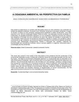 a cidadania ambiental na perspectiva da fam&iacute;lia