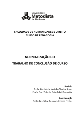 NORMATIZAÇÃO DOS TRABALHOS DE CONCLUSÃO DO CURSO