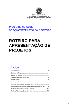 Roteiro para Projetos - Minist&eacute;rio do Meio Ambiente