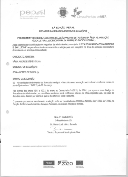 Lista de Candidatos Admitidos e Excluídos