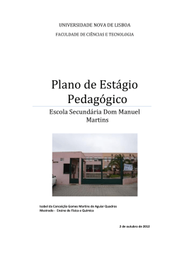 Plano de Estágio Pedagógico - Universidade Nova de Lisboa