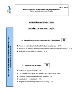 critérios de avaliação - Agrupamento de Escolas António Gedeão