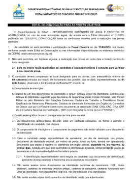 Edital de Convoca&ccedil;&atilde;o para as Provas Objetivas
