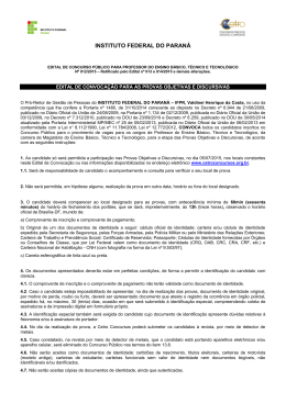 Edital de Convoca&ccedil;&atilde;o para as provas Objetivas e Discursivas
