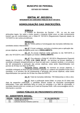 Homologa&ccedil;&atilde;o das inscri&ccedil;&otilde;es