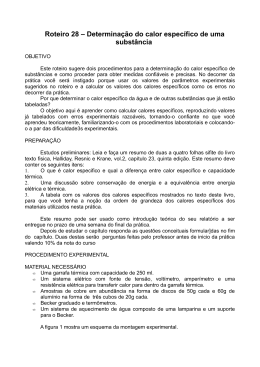 Roteiro 28 &ndash; Determina&ccedil;&atilde;o do calor espec&iacute;fico de uma subst&acirc;ncia