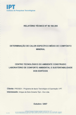 Ensaio IPT - Calor espec&iacute;fico - Ecol