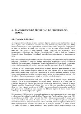 diagn&oacute;stico da produ&ccedil;&atilde;o do biodiesel no brasil