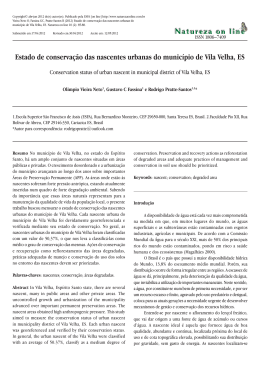 Estado de conserva&ccedil;&atilde;o das nascentes urbanas