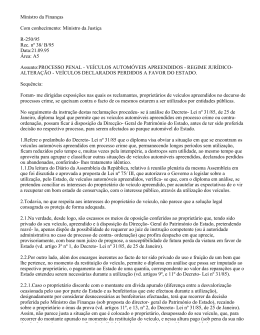 Altera&ccedil;&atilde;o. Ve&iacute;culos Declarados Perdidos a Favor do Estado