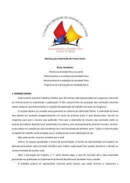 Normas para Submiss&atilde;o de Temas Livres &Aacute;reas