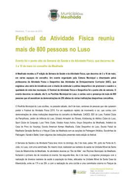 Festival da Atividade Física reuniu mais de 800 pessoas no Luso