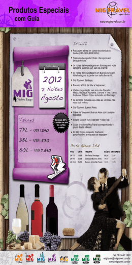 VINHO & TANGO AGOSTO (7 noites)