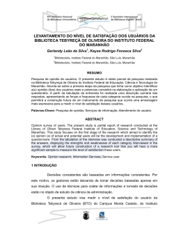 levantamento do n&iacute;vel de satisfa&ccedil;&atilde;o dos usu&aacute;rios da biblioteca