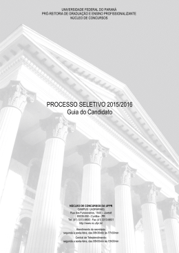 PROCESSO SELETIVO 2015/2016 Guia do Candidato - NC
