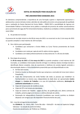 EDITAL DE INSCRI&Ccedil;&Atilde;O PARA SELE&Ccedil;&Atilde;O DO PR&Eacute;