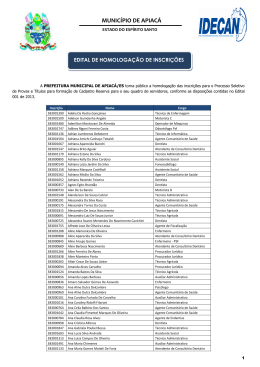 edital de homologa&ccedil;&atilde;o de inscri&ccedil;&otilde;es
