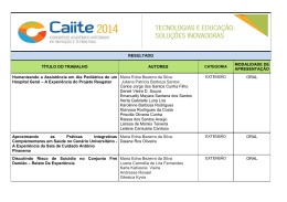 RESULTADO T&Iacute;TULO DO TRABALHO AUTORES MODALIDADE