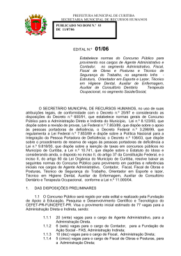 EDITAL N.&ordm; 01/06 Estabelece normas do Concurso