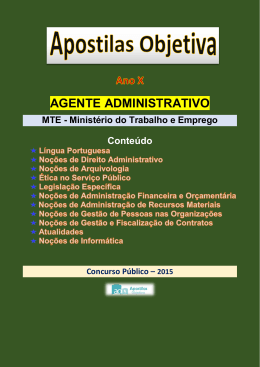 AGENTE ADMINISTRATIVO - Apostilas Para Concursos P&uacute;blicos