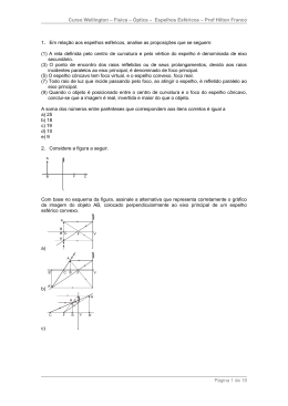 F&iacute;sica &ndash; &Oacute;ptica &ndash; Espelhos Esf&eacute;ricos