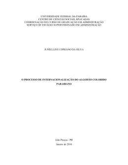 Processo de Internacionaliza&ccedil;&atilde;o. Algod&atilde;o colorido paraibano
